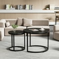 thumbnail image 6 of Algherohein Round Nesting Coffee Table Modern Marble Top Set of 2 for Living Room Black, 6 of 9