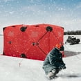 thumbnail image 5 of Pop Up Insulated Ice Fishing Tent for 4-6 People, Portable Ice Fishing Shelter with Air Vents, Window & Door, 210D Quilted Oxford Fabric, Red, 5 of 7