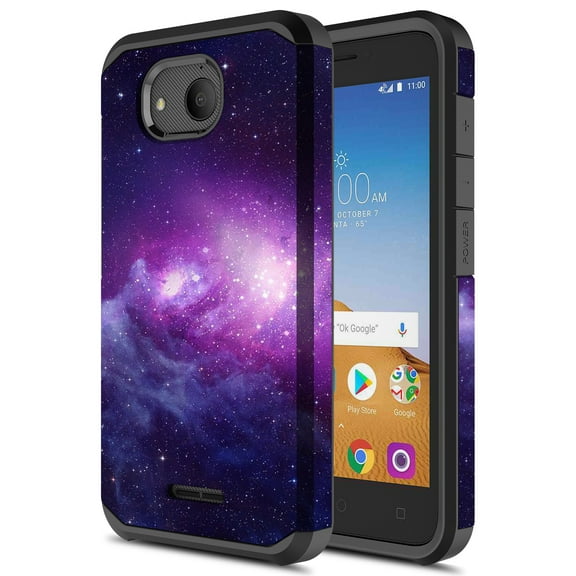 Alcatel Tetra Case, Kaesar Slim Hybrid Dual Layer Shockproof Hard Cover Graphic Fashion Cute Colorful Silicone Skin Cover Armor Case for Alcatel Tetra (Galaxy Cloud)