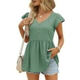 thumbnail image 4 of Dyegold Womens Summer Tops Ruffle Tiered Flowy Swing T-Shirts for Women Trendy Boho Floral Print Womens Blouses and Tops Dressy Sleeveless V Neck Tunic Plus Size Shirts for Women, 4 of 8