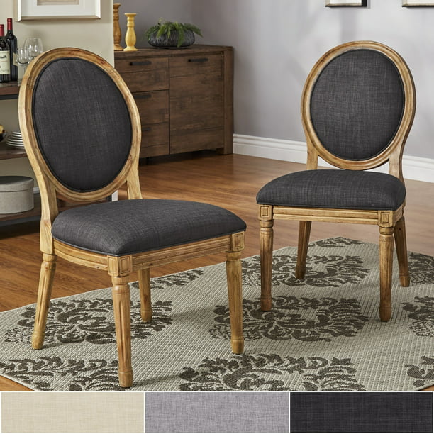 Inspire Q Deana Round Back Linen And, Round Back Dining Chairs With Arms