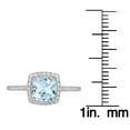 thumbnail image 3 of 10k Yellow or White Gold Genuine Cushion-cut 1.50ct Aquamarine and Diamond Halo Ring, 3 of 5
