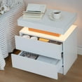 thumbnail image 2 of Royard Oaktree LED Nightstand with 2 Storage Drawers, Wood Bedside Table with LED Light for Bedroom, 2 of 5