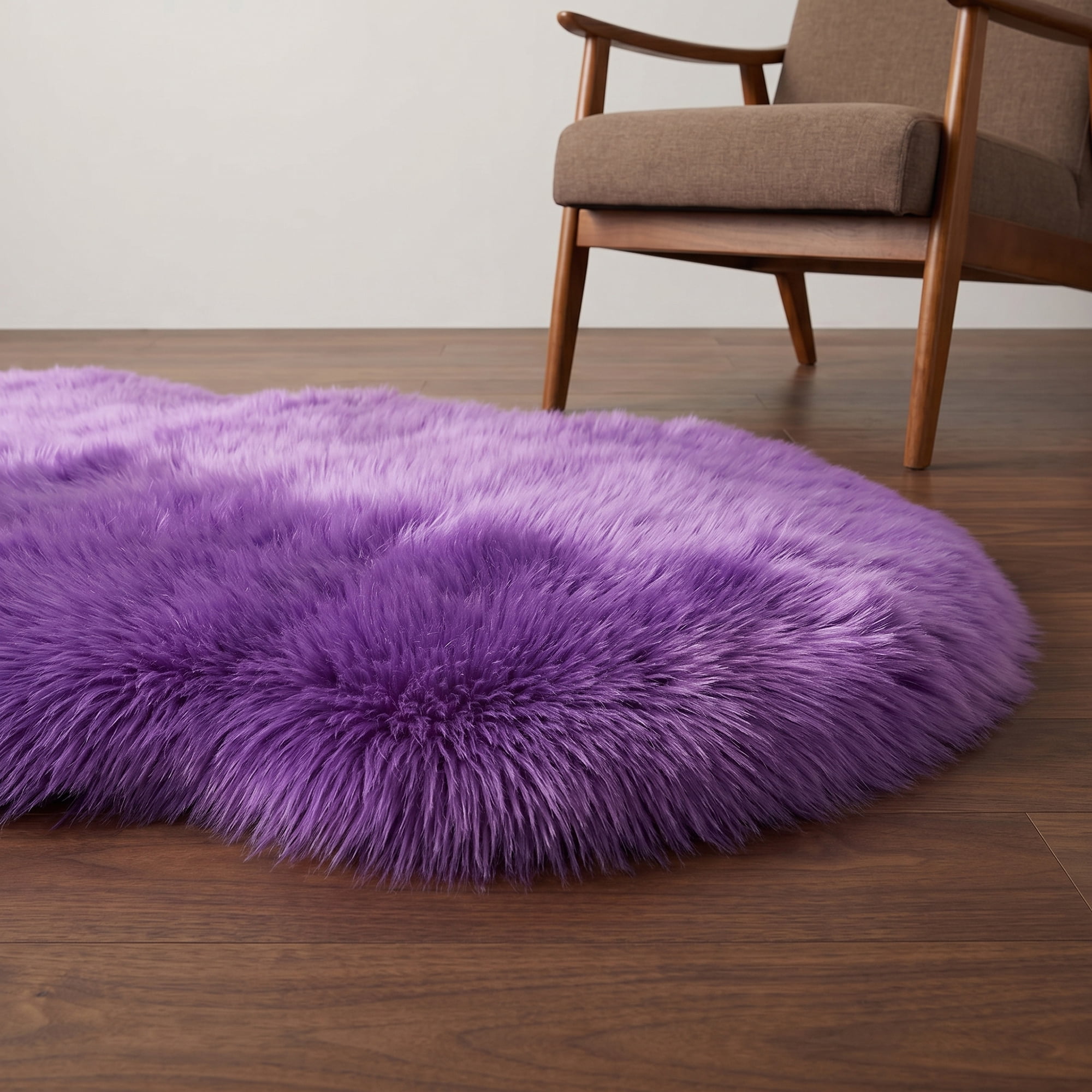 Unique Bargains Ultra Fluffy Bedroom Non Slip Fuzzy Shaggy Area Rug 35" x 24" Purple