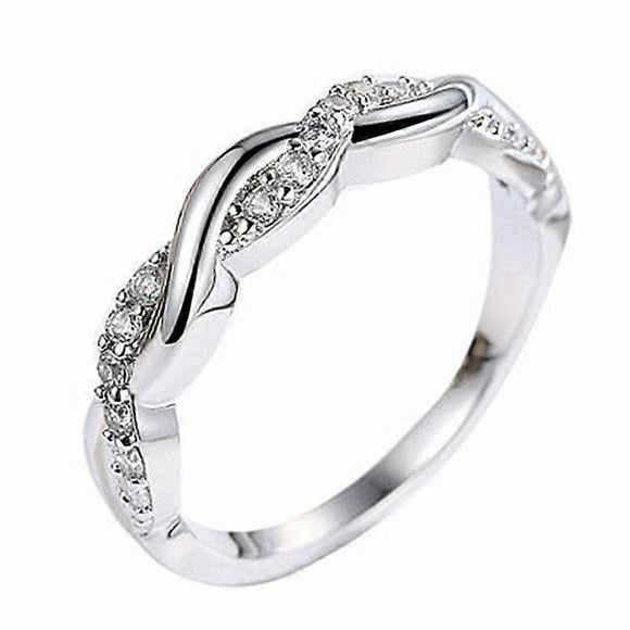 Sterling Silver Simulated Diamond or Moissanite Interwind Wedding Band Matching Ring