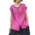 thumbnail image 2 of Xuyuer Women's Solid Color Sleeveless Blouse, Lace Collar Cardigan Top Loose Fit Casual Fashion Shirt, 2 of 7