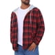 thumbnail image 4 of Camisa chaqueta de cuadros con capucha y cordón forrada de forro polar para hombre XL negra y roja, 4 of 6