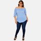 thumbnail image 4 of Blusa campesina talla extra, modelo 1608 (Azul floreado) azul 40 Roman Fashion Blusa extra 1608, 4 of 5