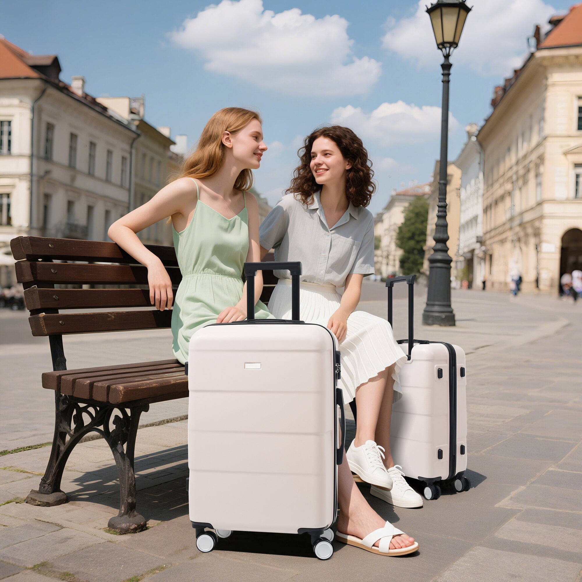 Hard Shell Luggage Hardshell Luggage Sets 3 Piece Double Spinner Wheels Suitcase with Handle Password Lock, Lightweight 20"+24"+28" Luggages,Carry On Hard Shell Luggage