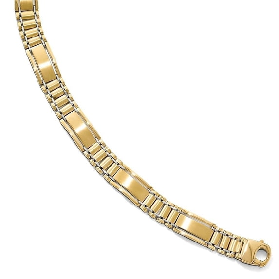 Leslie's 14k Two Tone Gold Polished Finish and Satin Mens Bracelet