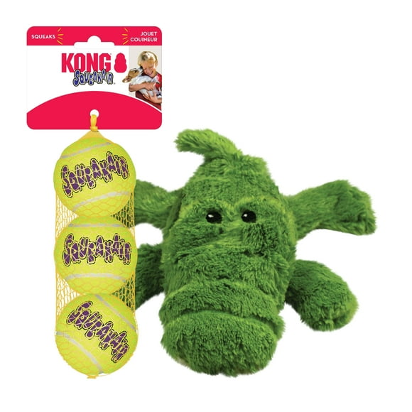 Pack de 3 pelotas KONG Cozie Ali, cocodrilo y SqueakAir de Pet Supplies
