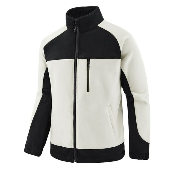 Maoxin Mens Jackets Men's Large Size Fleece Jacket Winter Outdoor Sports Cardigan Sweater Fleece Warm Coat Long Sleeve Hoodless Casual Coat/Jacket White 6XL