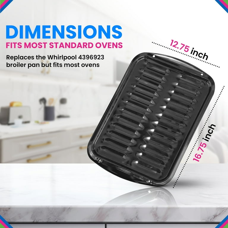 Broiler Pan For Oven Nonstick Porcelain Enamel Coated - W 12. 62" X L 16.75" GE WB48X10056 Replacement For Oven With Rack Withstands High Temperatures - Circulates Heat Evenly And Drains Fat