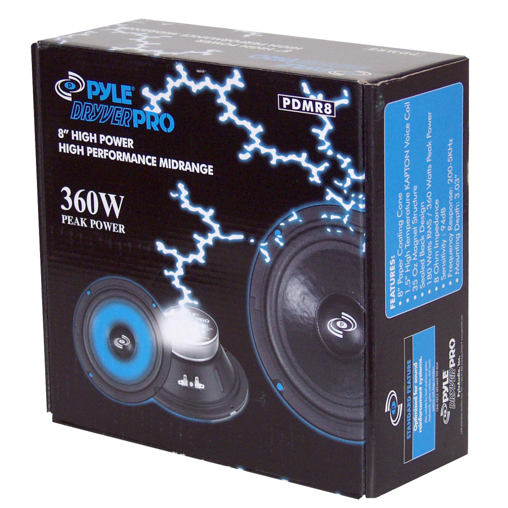 Pyle PDMR8 8In 360W 8-Ohm High Power Mid Range Driver Audio Speaker, Black - image 4 of 4