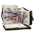 thumbnail image 3 of Kuiaobaty Elephant Flower Print Bible Covers for Women Men PU Leather Book Carrying Case with Shoulder Strap/Handle, Large Size Zippered Bible Bags Bible Protective for Bible Study/Daily Use, M, 3 of 7
