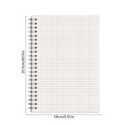 A5 Spiral Notebook - Graph Grid Paper, 80 Pages, Ruled Blank Journal, Thick Paper, Flexible Plastic Cover, 8.07x5.51in, White, for Work & Writing