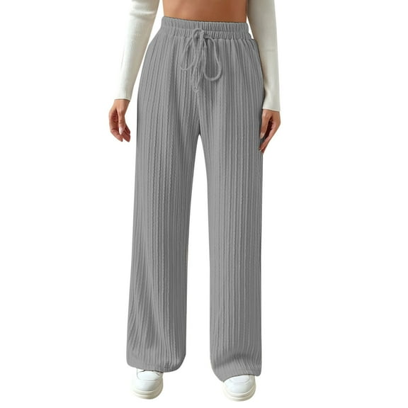 EDFBUYKRS Female Women Pants Casual Cargo Pants Women High Waisted Camo Women's Casual Rib Knit High Elastic Waist Elastic Waist Pant Wide Leg Pant Pants Trousers M