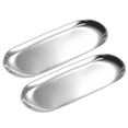 thumbnail image 1 of Unique Bargains Candle Tray Holder, 9inch Stainless Steel Oval Plate for Home Decor Silver 2Pack, 1 of 6