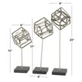 thumbnail image 3 of 14", 20", 17"H Silver Marble Geometric Sculpture with Marble Base, by CosmoLiving by Cosmopolitan (3 Count), 3 of 8