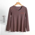 thumbnail image 4 of Women's Plus Size thermal Underwear Top Fleece Lined V Neck Long Sleeve Warm Base Layer Shirt Soft Comfy Cold Weather Top for Loungewear Daily Wear Coffee, 4 of 6