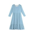 thumbnail image 4 of Girls Tiered Maxi Dress, Solid Color Long Sleeve Flowy Dress with Side Pockets, Perfect for School Concerts, Holidays & Dress-Up Play,Light Blue,160, 4 of 4