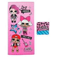 L.O.L. Surprise! Kids Soft Cotton Terry Bath Towel and Wash Cloth Set