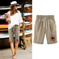 thumbnail image 4 of Mujeres Pantalones Cortos Casual Estampado Elástico de la Cintura Medio Pantalones Cortos, Casual con Bolsillos para el Uso Diario, 4 of 6