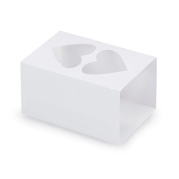 50 PK, White Macaron & Cookie Sleeve With Heart Window, 3.75 x 2.5 x 2" For Events, Birthday Parties, Upscale Events, Made In USA