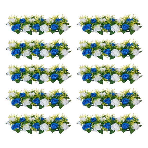 VEVOR Flower Ball Arrangement Bouquet 10 PCS, 19.6 x 8.6 Inch Artificial Flower Balls Wedding Table Centerpieces, Faux Rose Arrangements for Wedding Centerpiece Home Decoration, Blue and White Roses