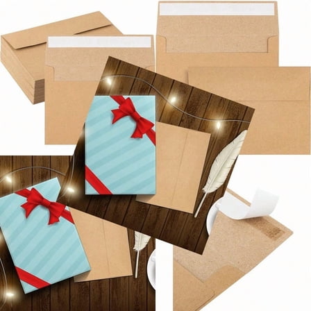 50 Pack Kraft Envelopes - 4 x 6 Inch Brown Kraft Paper Envelopes for Invitations Cards and Postcards