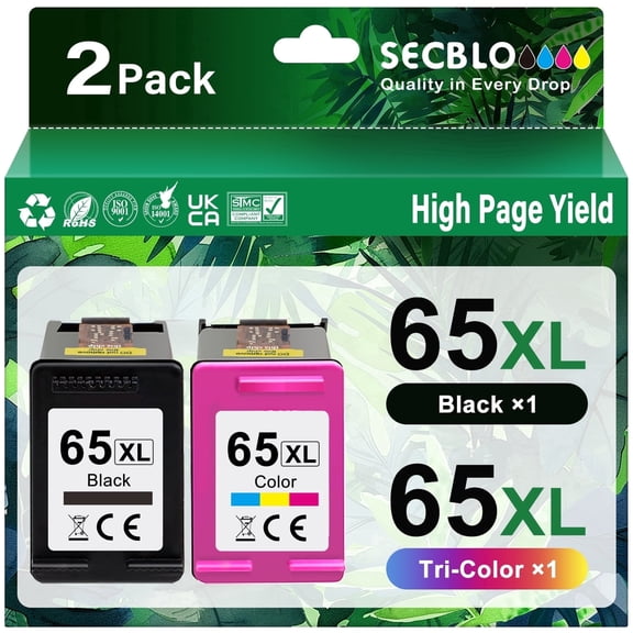 65 Ink for Compatible for HP 65XL Ink Cartridge for Deskjet 3755 ENVY 5000 Printer(2 Pack)