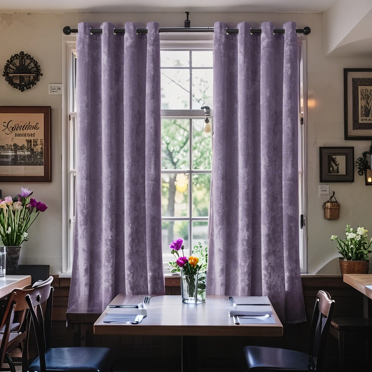 SMILETIME Crushed Velvet Curtains with Grommets Luxurious Thermal Insulated Soundproof Drapes for Dining Room Soft and Durable Light-Filtering Window Treatments, 2 Panels