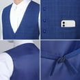 thumbnail image 7 of HISDERN Men's Suit Vest V-Neck Royal Blue Plaid Dress Vests Formal Waistcoat for Wedding Business, 7 of 7