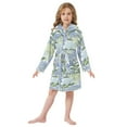 thumbnail image 6 of FORMRS Niños Bathrobe Unisex Hooded Robe Soft Plush Pajamas Sleepwear, Size 10-12T, Vibrant Hydrangeas Pattern, 6 of 7