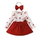 thumbnail image 1 of Odeerbi 6M-3Y Niñas Día de San Valentín Con Diadema Conjunto de Manga Larga Vestido de Algodón Cuello Redondo Vestido de Lazo Dos Piezas Set, 1 of 7