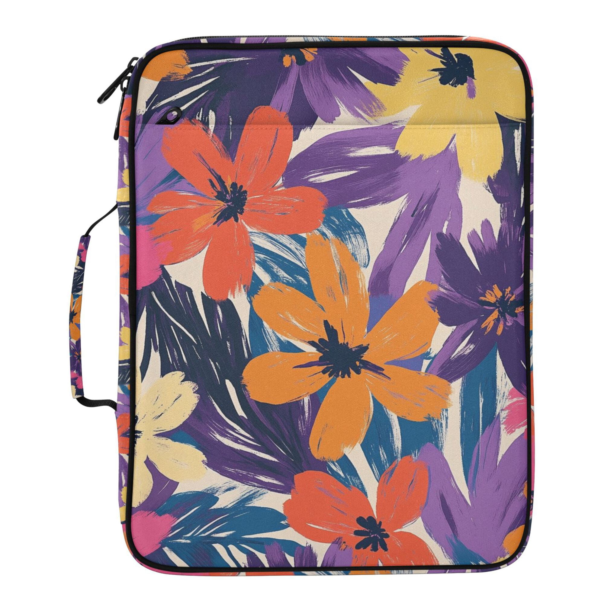 FORMRS Accordion File Folder A4 Size 7-Pocket Expanding Document Organizer Bag with 3 Ring Binder, Colorful Painted Flowers Pattern