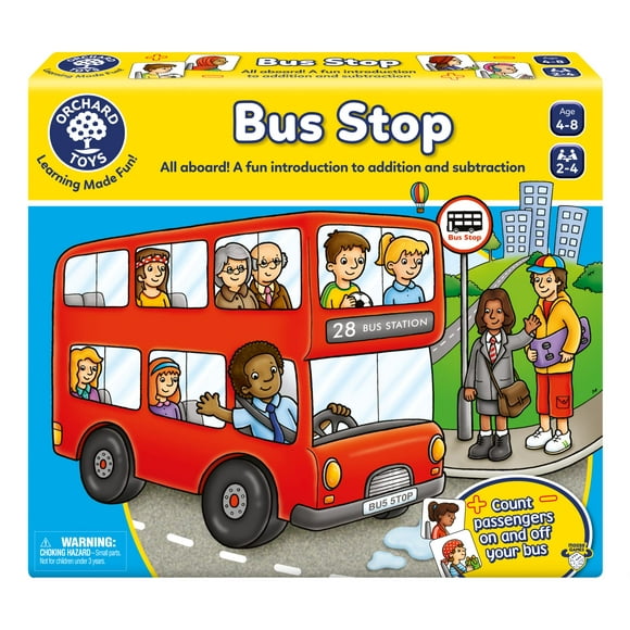 ORCHARD TOYS Jeux d'Orignal Jeu d'Arrêt de Bus. une Introduction Amusante à l'Addition et à la Soustraction. Ramasser et Déposer des Passagers sur Votre Bus. pour les Âges 4-8 et pour 2-4 Joueurs