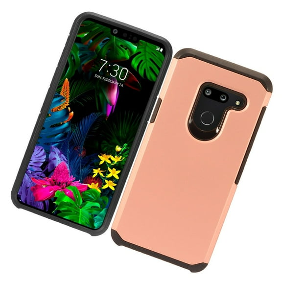 LG G8 ThinQ Phone Case Protective Hybrid Drop Protection Shockproof Armor Dual Layer Rubber Rugged TPU Cover ROSE GOLD BLACK Ultra Slim Hard Frame Bumper Case Cover for LG G8 Thinq [2019]