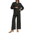 thumbnail image 2 of Traje de Verano para Mujer, de Dos Piezas, con Camisa, Pantalones y Ropa Deportiva Informal para Playa y Vacaciones Negro M, 2 of 9