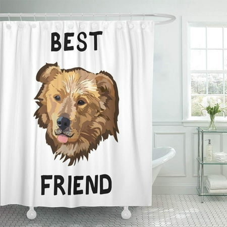PKNMT Red Breed Best Friend Dog Realistic Animal Portrait Character Cute Domestic Drawing Bathroom Shower Curtain 66x72