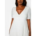 thumbnail image 3 of Rebdolls Women's Plus Smocked Button Front Midi A Line Dress - White - Medium, 3 of 5