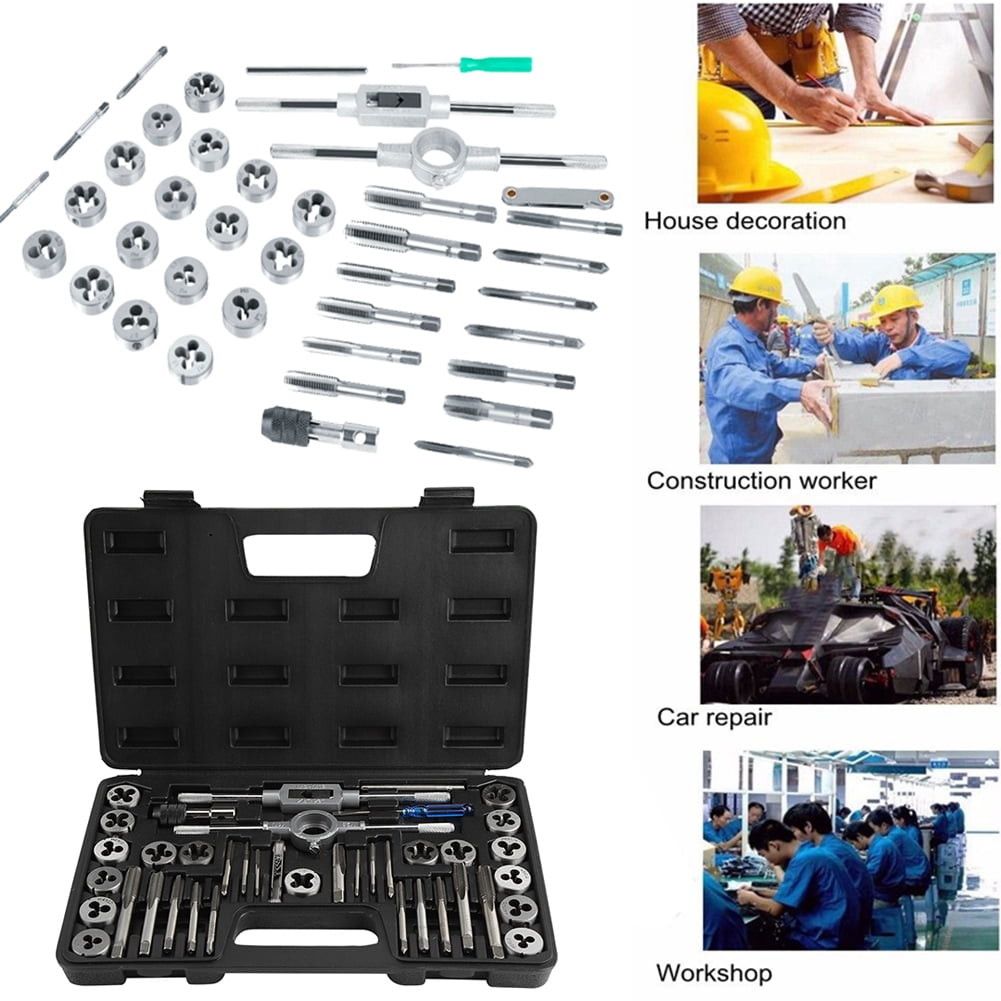 Zyyini Tapping Tool, Tap Wrench,40Pcs M3- Screw Nut Tap and Die Set with Wrenches and Thread Gauge Heavy Duty Hand Tools