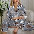 thumbnail image 6 of Picia Cute Dog Faces Pattern Women’s Long-Sleeve Sleepwear Set - Soft 2-Piece Loungewear with Pockets, Comfy PJs for Relaxing Nights-Medium, 6 of 7