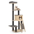 thumbnail image 1 of Gymax Arbre à Chat Moderne en Bois de 69 Po, Tour Haute à 5 Niveaux pour Chat avec Coussins Lavables, 1 of 10