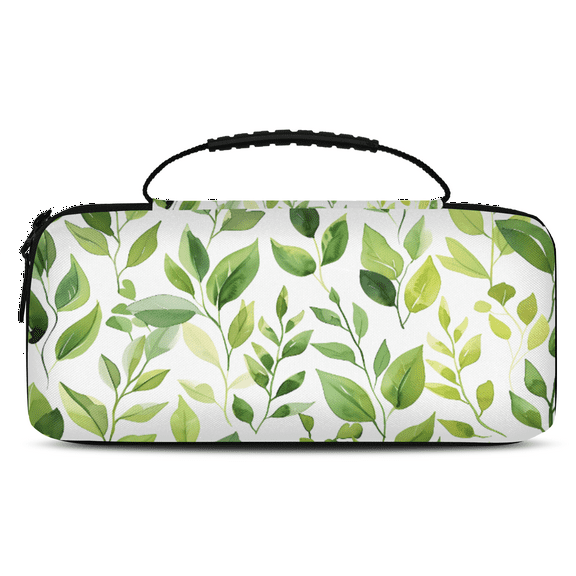 Herdesigns Green Cute Floral Carry Case Compatible for Nintendo Switch OLED Model 2021/Switch 2017, Protective Travel Switch Carrying Case with 20 Game Card Slots for Switch Console & Accessories