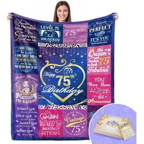 75th Birthday Gifts for Women 75th Birthday Decorations for Women Gifts for 75th Birthday Happy 75th Birthday Gifts Best 75th Birthday Gift Ideas for Wife Mom Sister Throw Blanket 60x50 Inch(Purple)