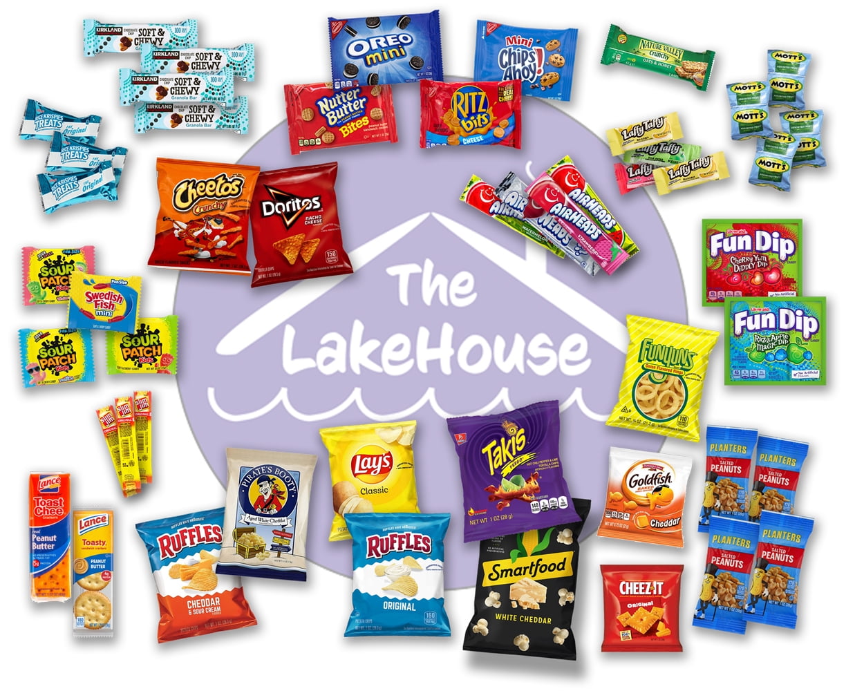 Chips Variety Pack 50 Count - Chips Cookies Candy Granola Bars - College Care Package Gift Basket - Snack Packs