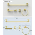 thumbnail image 3 of BWE 5-Piece Brushed Gold Wall - Mounted Bathroom Hardware Set with Towel Bar, Hook, Toilet Paper Holder and Ring, 3 of 7