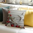 thumbnail image 3 of BANET Christmas Throw Pillow Covers Fir Branches Silver Grey Balls Red Stars Square Pillow Cases for Decorative Cushion Bed Couch Sofa 18x18in, 3 of 5