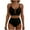 Black, variant on Plunge Swim Suits for Women Green Ruched Two Piece High Waisted Cutout Beachwear Bathing Suit for Women L